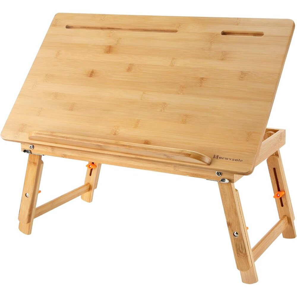 Drawing Table Laptop Desk Adjustable Drafting Desk Foldable Bamboo Bed Tray with